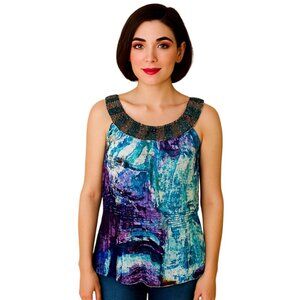 Tank Shirt TOP Cato Sparkly Collar SLEEVELSS Watercolor Women's WOMAN'S MEDIUM